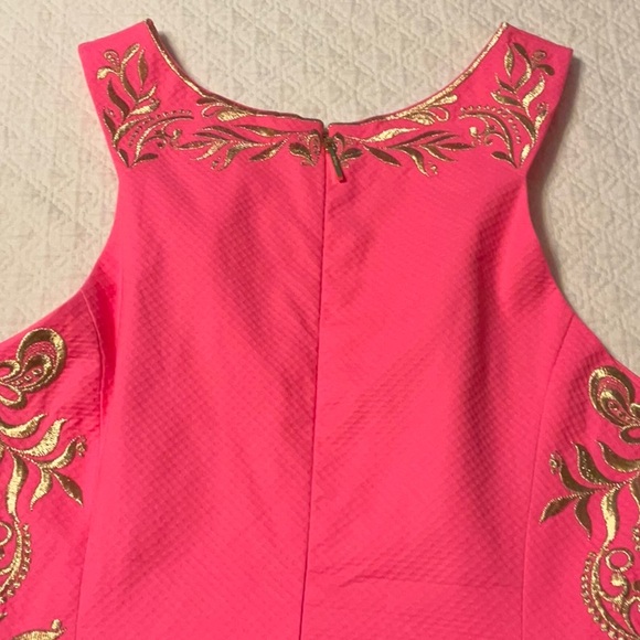 Lily Pulitzer Tina Embroidered Stretch Shift Dress in Coral Sunset size 10 - Picture 7 of 9